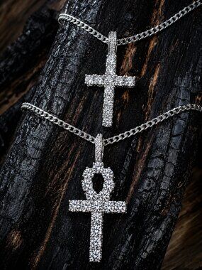 Stainless Steel Cross & Ankh Necklace set